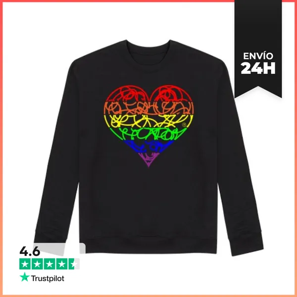 Sudadera Unisex CORAZÓN GARABATOS, ARCO IRIS LaTostadora