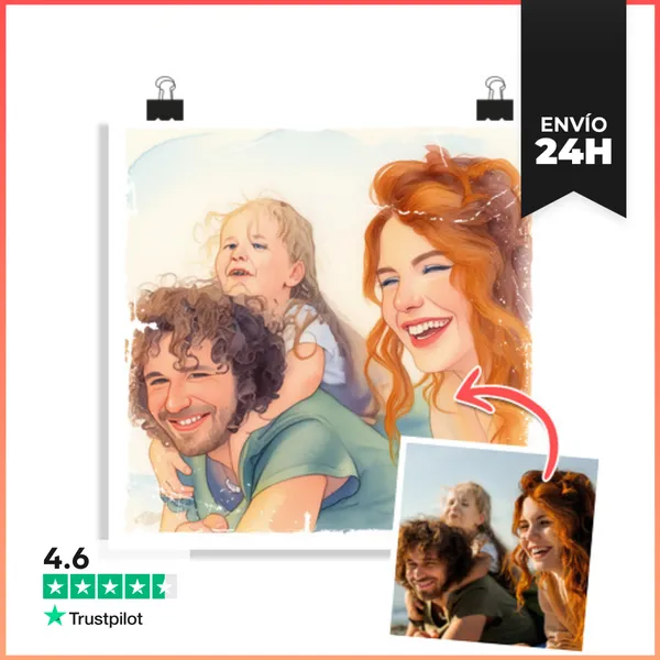 Póster Cuadrado Efecto Acuarela Póster Con Foto Personalizable