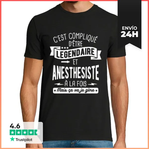 Camiseta Hombre Clásica Legendario Y Anestesista A La Vez