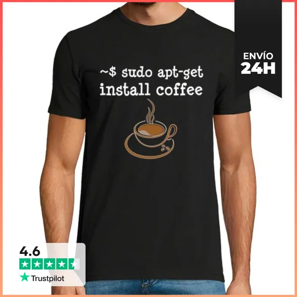 Camiseta Hombre Clásica Sudo Apt Get Instalar Codificación De C