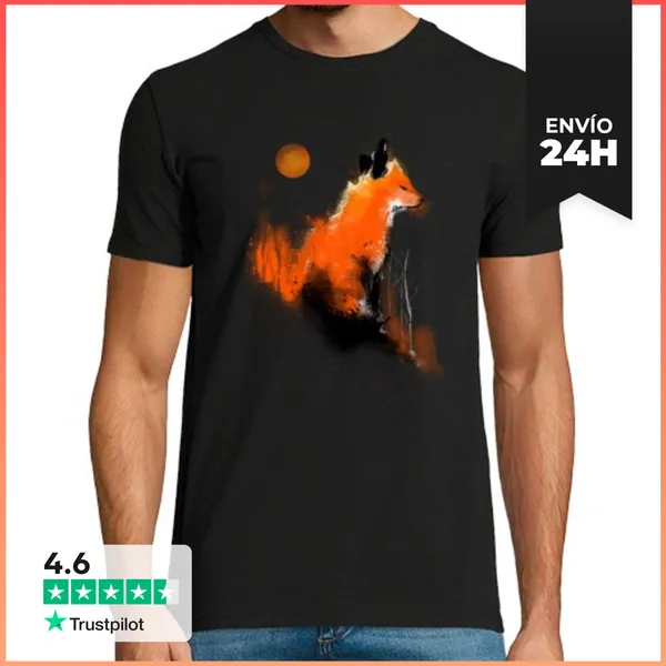 Camiseta Hombre Clásica Kitsune Sumi-e LaTostadora