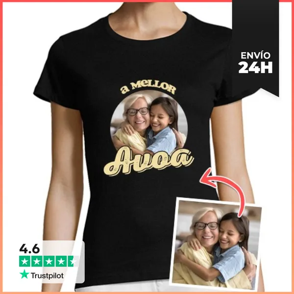 Camiseta Mujer Clásica Camiseta A Mellor Avoa Foto Personalizable