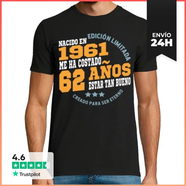 Camiseta Hombre Clásica 1961 Cumpleaños 62 Años Estar Tan Bueno