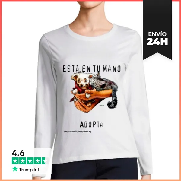 Camiseta Mujer Manga Larga Camiseta Chica Ml. Está En Tus Manos