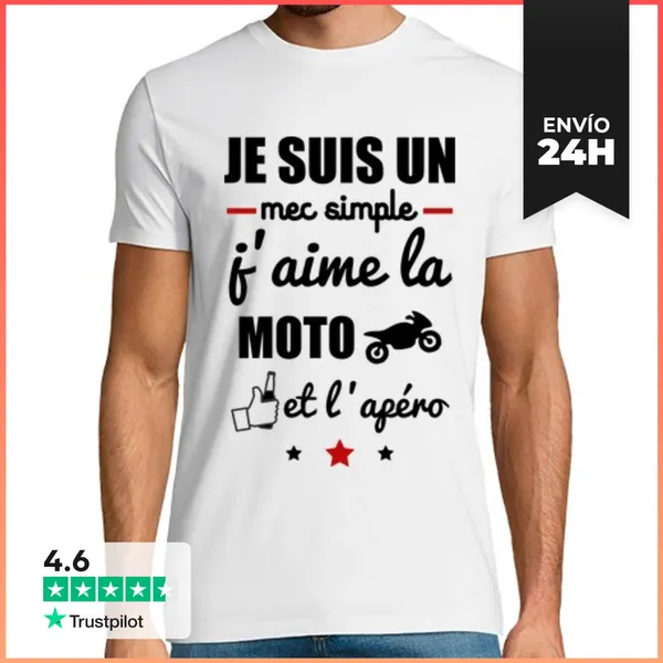 Camiseta Hombre Clásica Chico Sencillo, Moto, Bebida, Motera