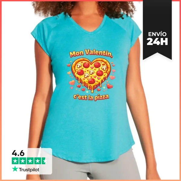 Camiseta Deportiva Mujer Mi Valentin Es La Camiseta De Pizza