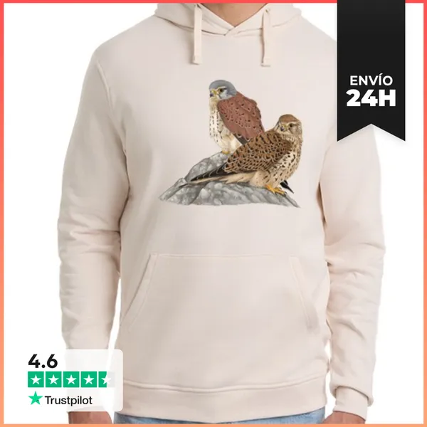 Sudadera Unisex Con Capucha Pareja Cernícalo Vulgar LaTostadora