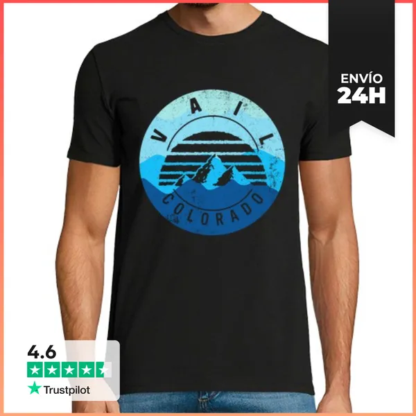 Camiseta Hombre Clásica Vail Colorado Camisa Esquí Idea De Regalo