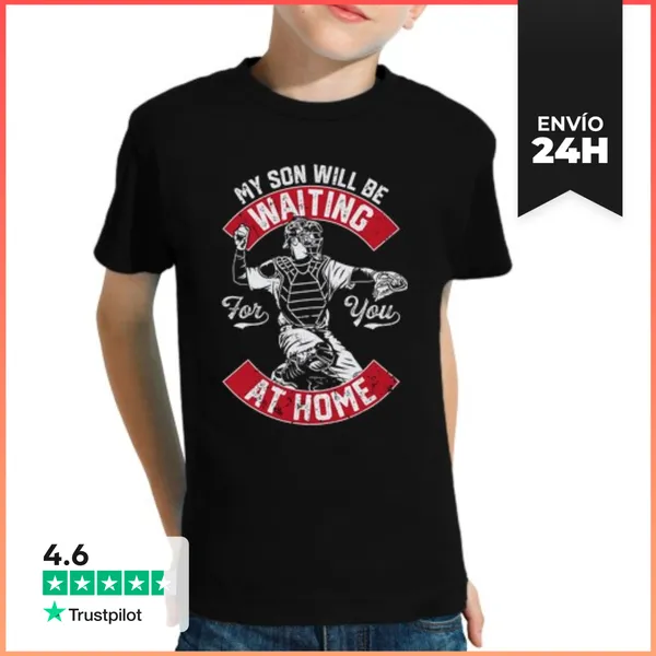 Camiseta Clásica Para Niños Mi Hijo Te Estará Esperando En Casa