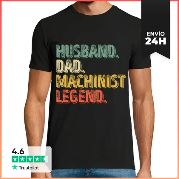 Camiseta Hombre Clásica Esposo De Mens Papá Maquinista Leyenda
