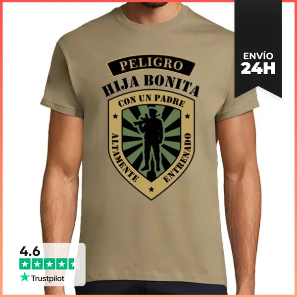 Camiseta Hombre Clásica Hija Bonita Con Un Padre Altamente Entr