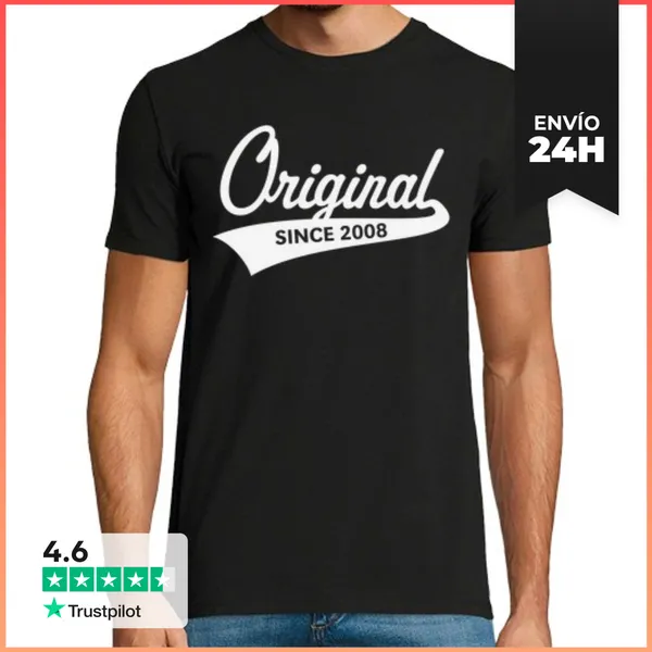 Camiseta Hombre Clásica Original Desde 2008 - Cumpleaños - Blanco