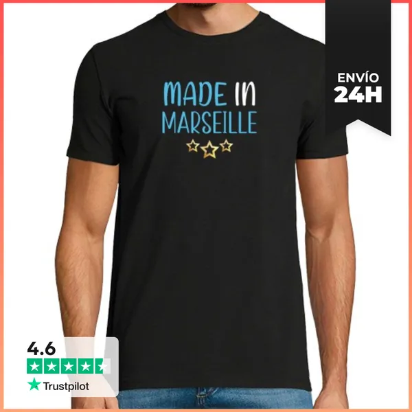 Camiseta Hombre Clásica Hecho En Marsella Mediterráneo Sur