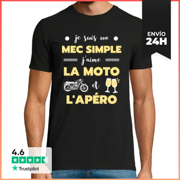 Camiseta Hombre Clásica Moto Apero Sencillo Chico Humor Motocic