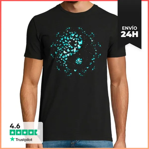Camiseta Hombre Clásica Mariposas Yin Yang LaTostadora