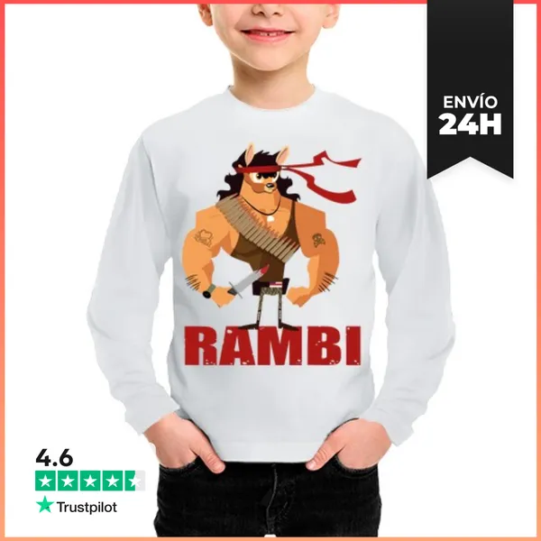 Camiseta Manga Larga Para Niños Rambi LaTostadora