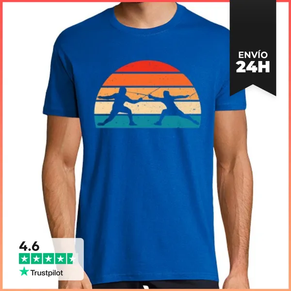 Camiseta Hombre Clásica Esgrima Retro Esgrimista Lucha Con Espa