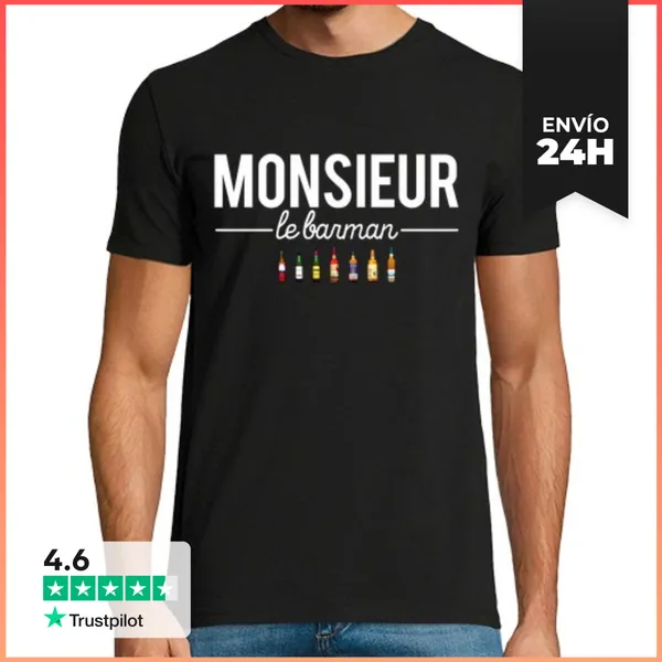 Camiseta Hombre Clásica Profesión De Señor Bartender Profesión