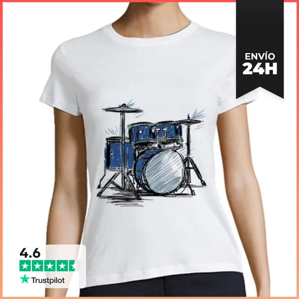Camiseta Mujer Clásica Diseño De Kit De Batería LaTostadora
