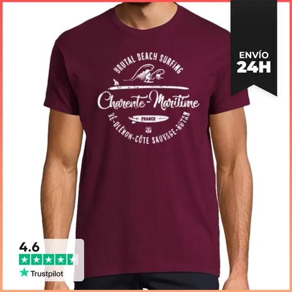 Camiseta Hombre Clásica Brutal Caridad Marítima Playa Surf