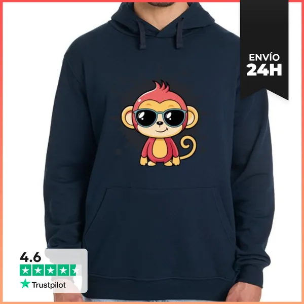 Sudadera Unisex Con Capucha Singe Elegante Salpicadura Gafas