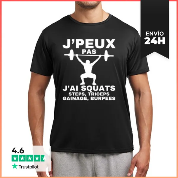 Camiseta Deportiva Hombre No Puedo Tengo Sentadillas Escalones