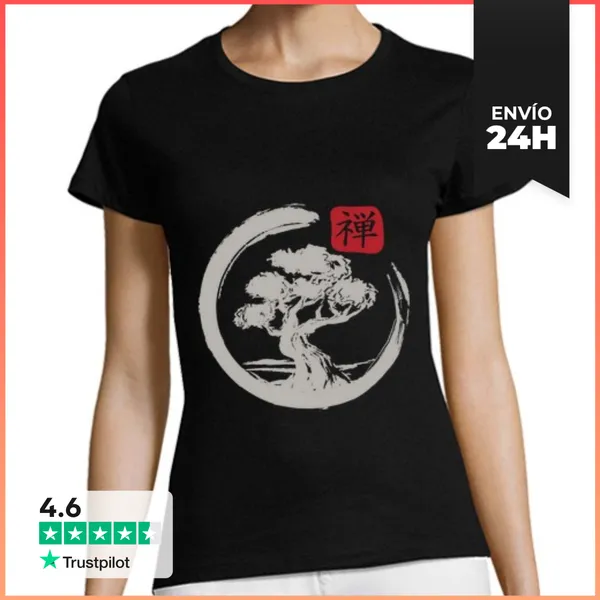Camiseta Mujer Clásica Bonsai Árbol Zen Enso Círculo LaTostadora