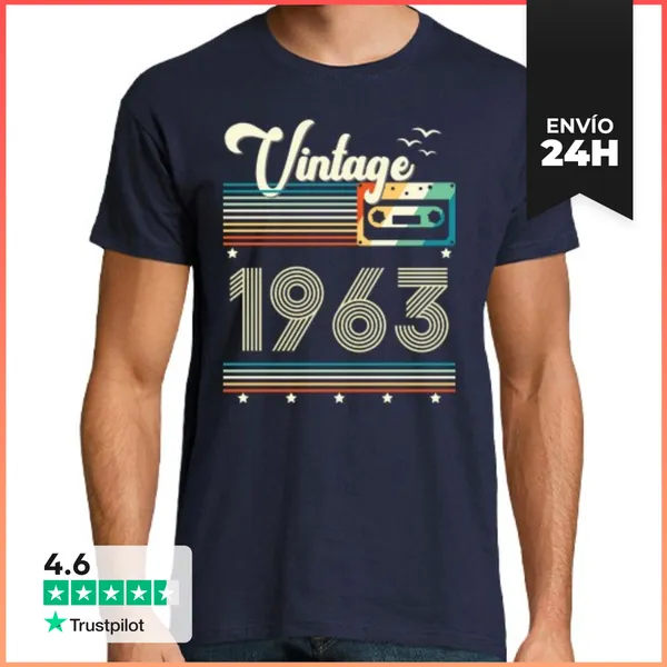 Camiseta Hombre Clásica Casete De Estilo Retro Vintage 1963