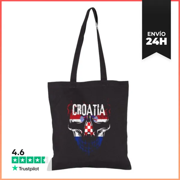 Bolsa De Tela Calavera Croacia, Bandera Croacia Grunge