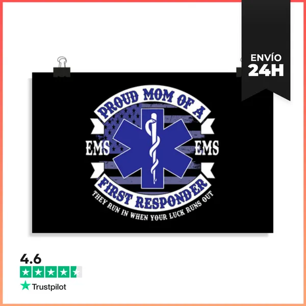 Póster Horizontal Mamá Orgullosa De Un Primer Respondedor EMS EMT