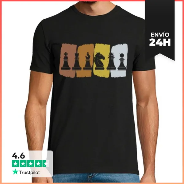 Camiseta Hombre Clásica Piezas De Ajedrez Ajedrez Jugador De Aj