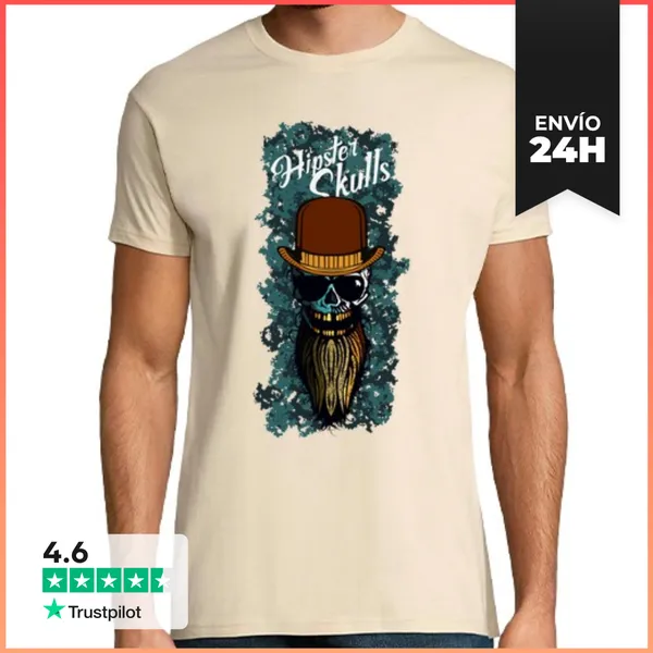 Camiseta Hombre Clásica Cráneo Inconformista Cráneo Cráneo Barb