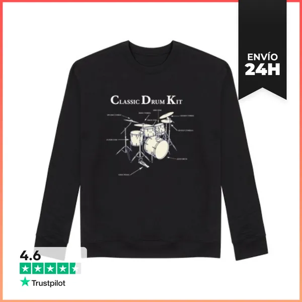 Sudadera Unisex Anatomía Batería Clásica Instrumentos De Música