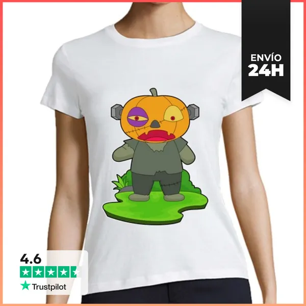 Camiseta Mujer Clásica Calabaza Zombi De Halloween LaTostadora