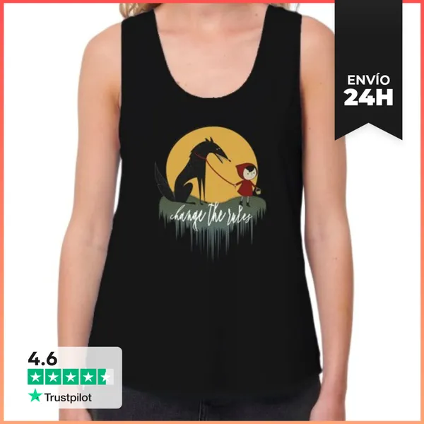 Camiseta Mujer Sin Mangas, Loose Fit Caperucita Roja Feminista