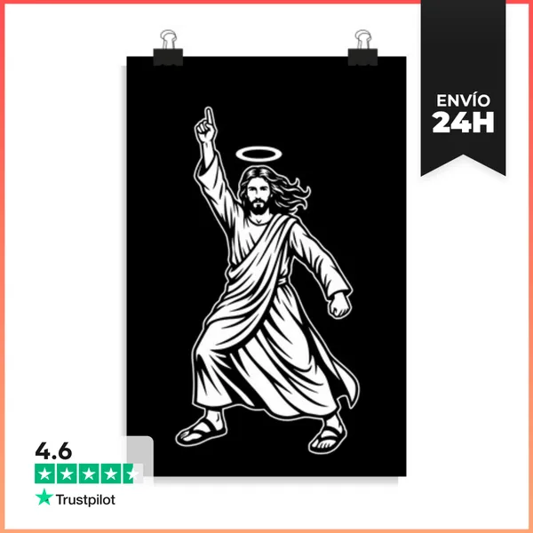 Póster Vertical Jesús Bailando - Meme Divertido De Disco