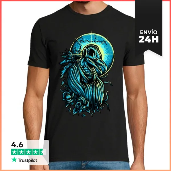 Camiseta Hombre Clásica Camiseta Noche Luna Arte Color Dibujo