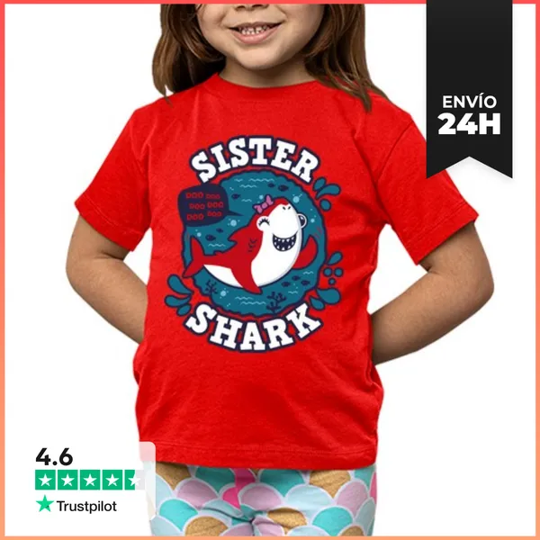 Camiseta Clásica Para Niños Sister Shark Trazo LaTostadora