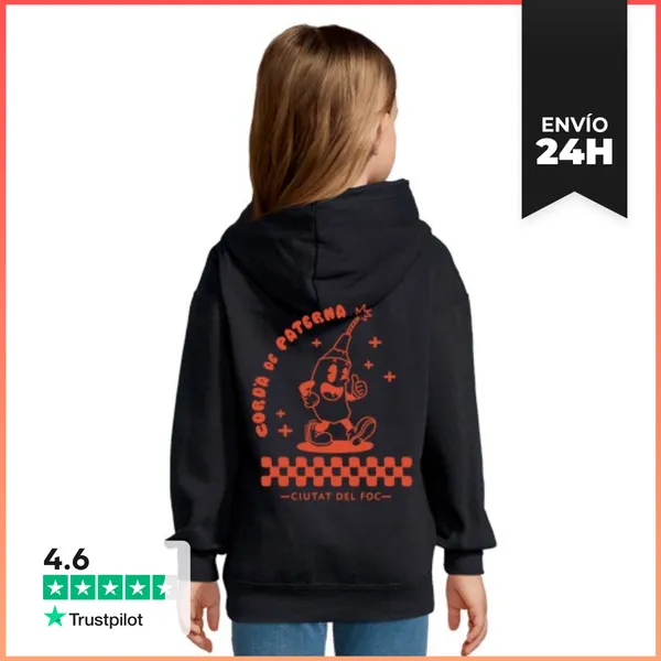 Sudadera Para Niños Con Capucha Cordà De Paterna Rojo Espalda