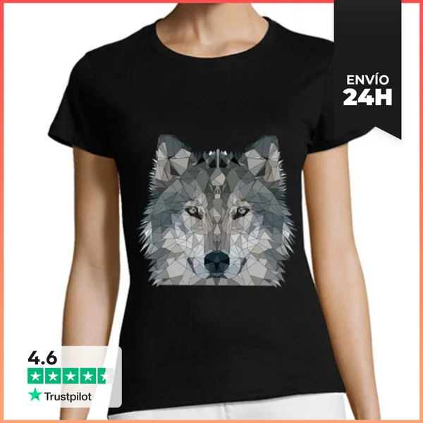 Camiseta Mujer Clásica Lobo Low Poly LaTostadora