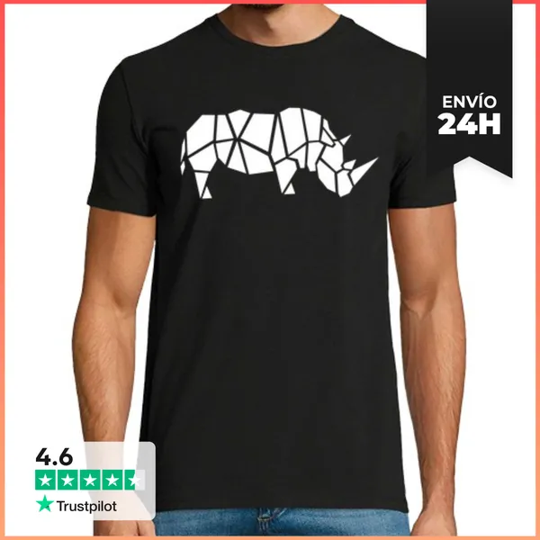 Camiseta Hombre Clásica Origami Rinoceronte LaTostadora