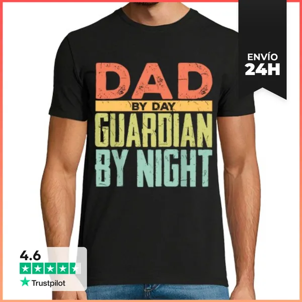 Camiseta Hombre Clásica Padre De Día Guardián De Noche Patriótico