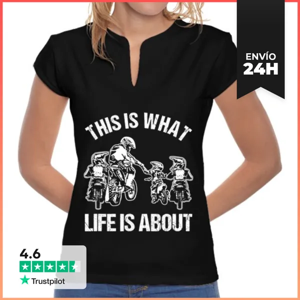 Camiseta Mujer Cuello Mao Papá De Motocross De Moto De Tierra