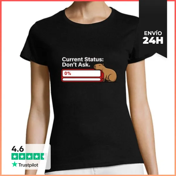 Camiseta Mujer Clásica Capibara Batería Vacía Blanca LaTostadora
