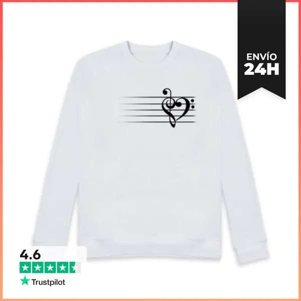 Sudadera Unisex Music Heart - White Version LaTostadora