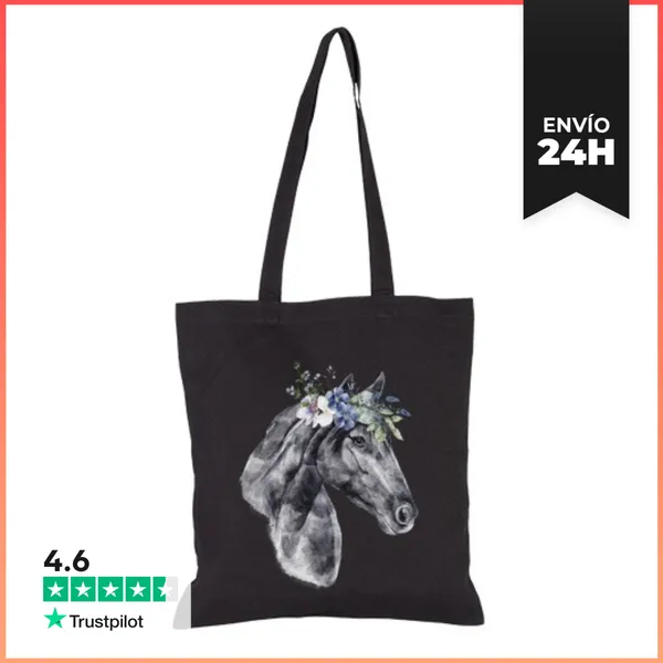 Bolsa De Tela Caballo Con Flores Totebag LaTostadora