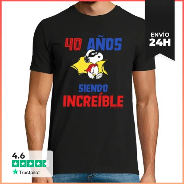 Camiseta Hombre Clásica Snoopy 40 Años Siendo Increible