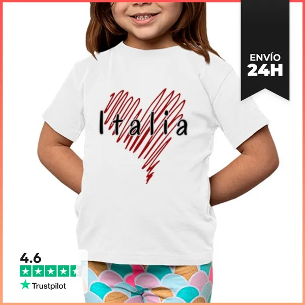 Camiseta Clásica Para Niños Amo Italia, Orgullo Italiano