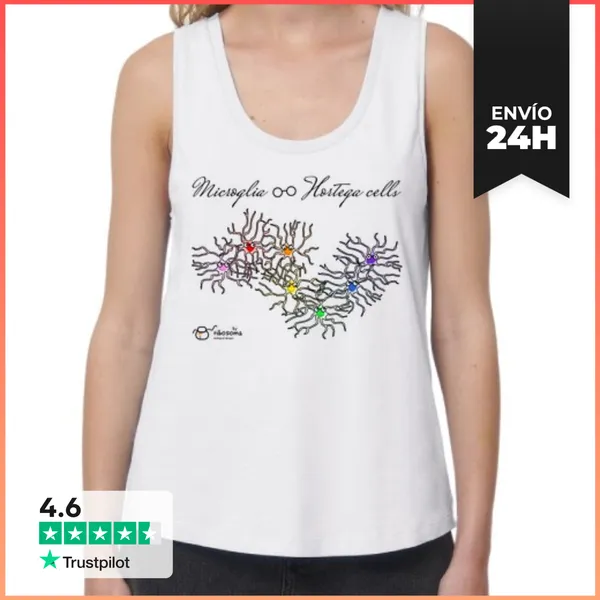Camiseta Mujer Sin Mangas, Loose Fit Hortega Cells Fondos Claros