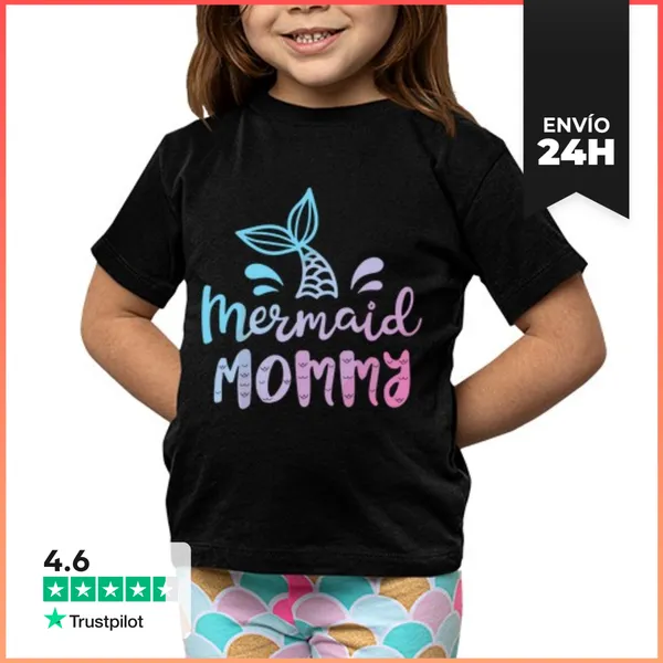 Camiseta Clásica Para Niños Mamá Sirena Mujer Divertida Mamá Mamá